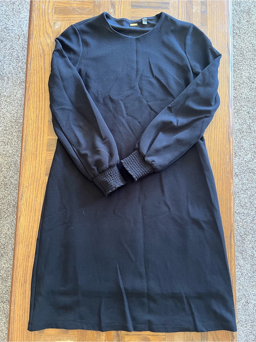 T Tahari Black Long Sleeve Shift Dress